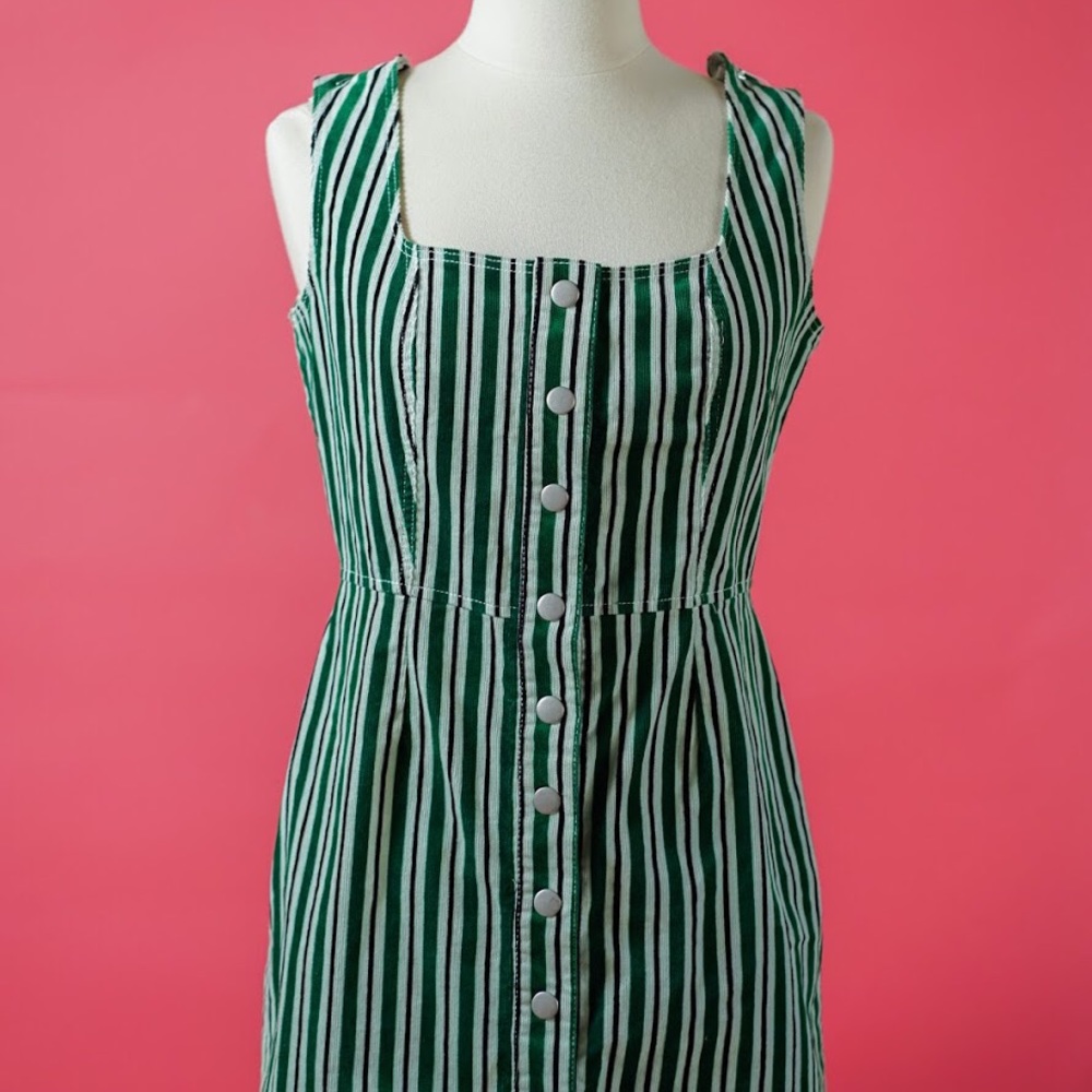 Urban Outfitters Button-Down Green Stripped Dress